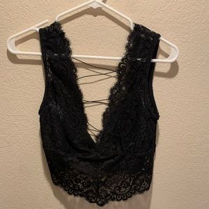 Free People Lace Black Top Size Small